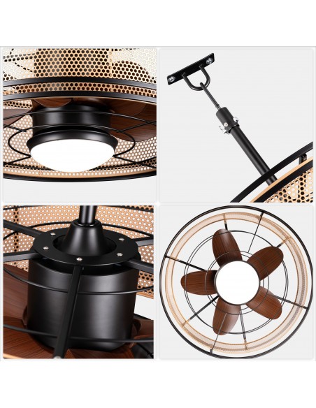 Oaks Aura 24" Outdoor Smart Ceiling Fan with LED Light Kit and Remote Control, Waterproof IP44, 5-Blade Design, Damp Rated