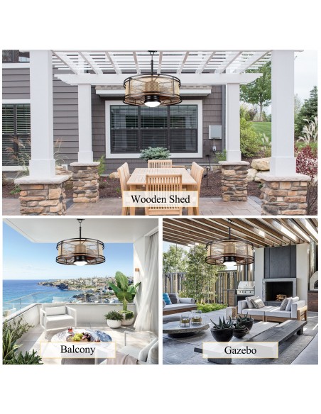 Oaks Aura 24" Outdoor Smart Ceiling Fan with LED Light Kit and Remote Control, Waterproof IP44, 5-Blade Design, Damp Rated