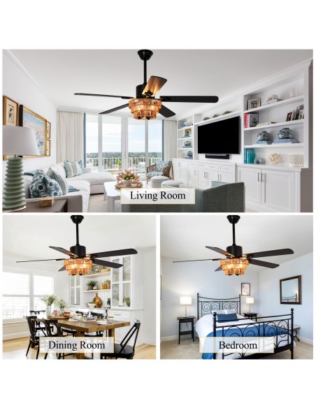 Oaks Aura 52" Modern Ceiling Fan with Light Kit & Remote, 6-Speed Quiet DC Motor for Bedroom, Living Room