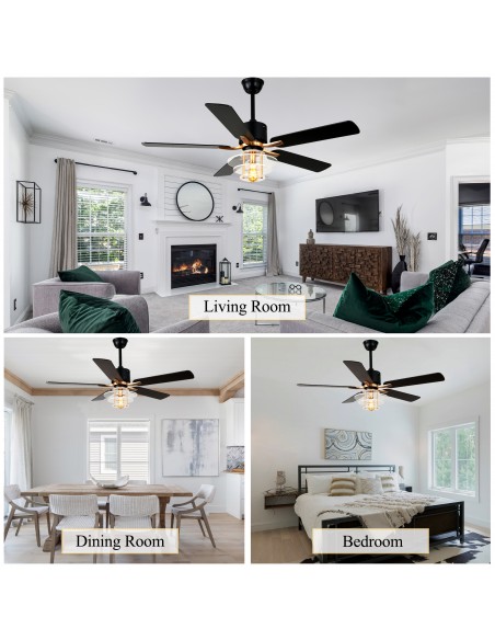 Oaks Aura 52" 5-Blade Ceiling Fan with Lights and Remote Control, 6-Speed DC Motor, Timer and Reversible Function