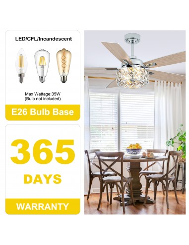 Oaks Aura 52” Crystal Ceiling Fan...