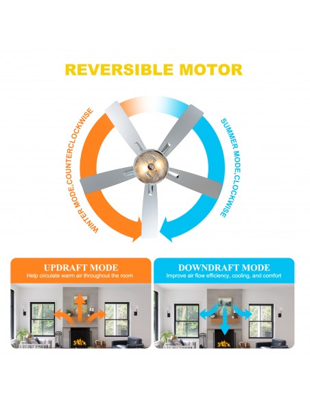 Oaks Aura 52” Crystal Ceiling Fan with Lights and Remote Control, 6-Speed DC Motor, Timer and Reversible Function