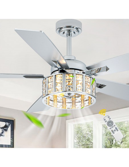 Oaks Aura 52" 5-Blade Ceiling Fan with Lights and Remote Control, 6-Speed DC Motor, Timer and Reversible Function