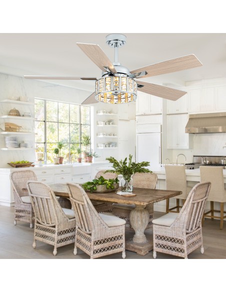 Oaks Aura 52" 5-Blade Ceiling Fan with Lights and Remote Control, 6-Speed DC Motor, Timer and Reversible Function