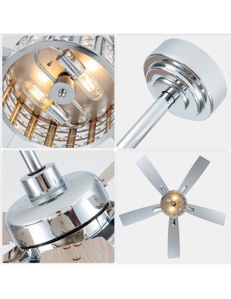 Oaks Aura 52" 5-Blade Ceiling Fan with Lights and Remote Control, 6-Speed DC Motor, Timer and Reversible Function