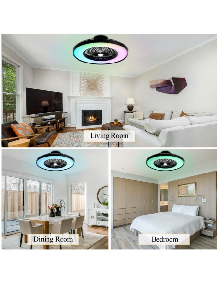 Oaks Aura 23" Smart RGB Flush Mount Ceiling Fan with LED Lights and Remote & APP Control, Dimmable Color Changing