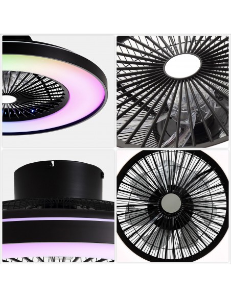 Oaks Aura 23" Smart RGB Flush Mount Ceiling Fan with LED Lights and Remote & APP Control, Dimmable Color Changing