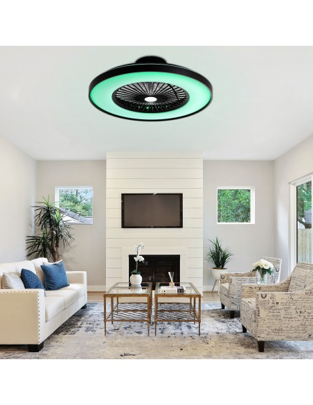 Oaks Aura 23" Smart RGB Flush Mount Ceiling Fan with LED Lights and Remote & APP Control, Dimmable Color Changing