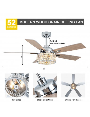 Oaks Aura 52” 5-Blade Crystal Ceiling...