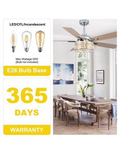 Oaks Aura 52” 5-Blade Crystal Ceiling...