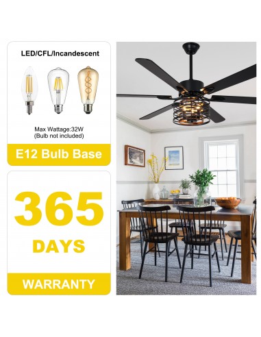 Oaks Aura 65” Matte Black Ceiling Fan...