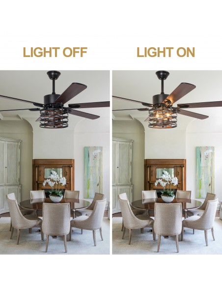 Oaks Aura 65” Matte Black Ceiling Fan with Light and Remote Control, 6-Speed DC Motor, Timer and Reversible Function