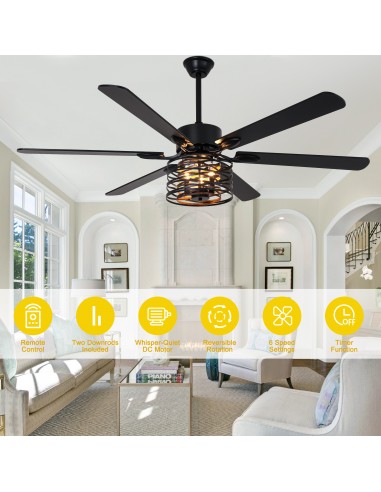 Oaks Aura 65” Matte Black Ceiling Fan...