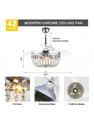 Oaks Aura 42” Crystal Ceiling Fan...