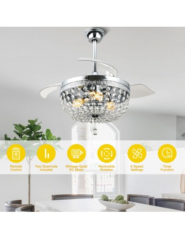 Oaks Aura 42” Crystal Ceiling Fan...