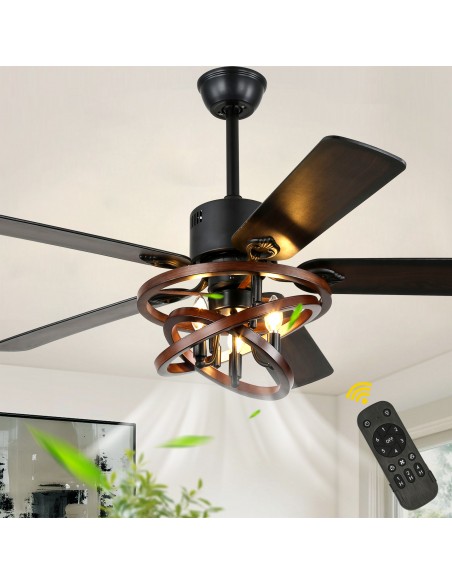 Oaks Aura 52" 5-Blade Ceiling Fan with Lights and Remote Control, 6-Speed DC Motor, Timer and Reversible Function