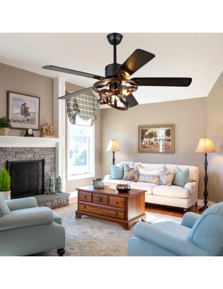 Oaks Aura 52" 5-Blade Ceiling Fan with Lights and Remote Control, 6-Speed DC Motor, Timer and Reversible Function