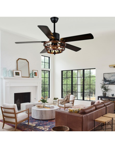 Oaks Aura 52" 5-Blade Ceiling Fan with Lights and Remote Control, 6-Speed DC Motor, Timer and Reversible Function