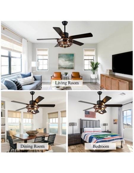 Oaks Aura 52" 5-Blade Ceiling Fan with Lights and Remote Control, 6-Speed DC Motor, Timer and Reversible Function