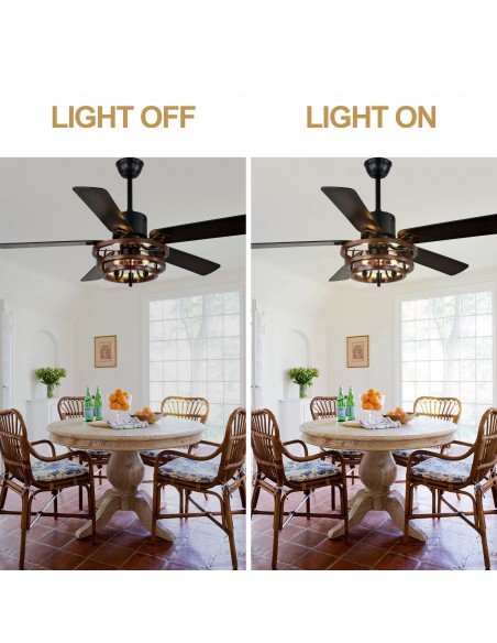 Oaks Aura 52" 5-Blade Ceiling Fan with Lights and Remote Control, 6-Speed DC Motor, Timer and Reversible Function