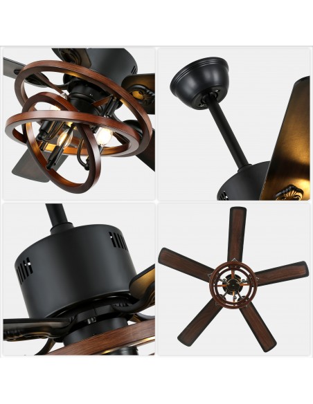 Oaks Aura 52" 5-Blade Ceiling Fan with Lights and Remote Control, 6-Speed DC Motor, Timer and Reversible Function