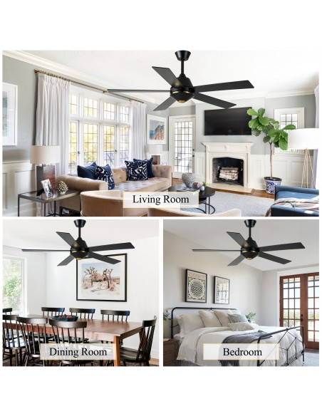 Oaks Aura 52-Inch 5-Blade Reversible Ceiling Fan with Remote Control, 6-Speed Settings, Quiet DC Motor