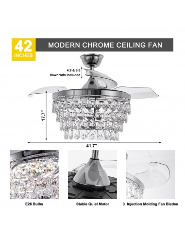 Oaks Aura 42" Crystal Ceiling Fan...