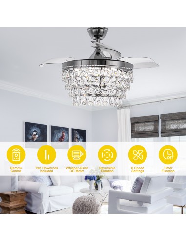 Oaks Aura 42" Crystal Ceiling Fan...