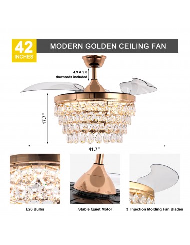 Oaks Aura 42" Crystal Ceiling Fan...