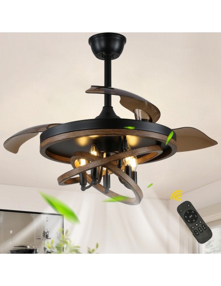 Oaks Aura 42" Matte Black Farmhouse Ceiling Fan with Light Kit and Remote Control, Ultra Quiet DC Motor, 6-Speed for Indoor Use
