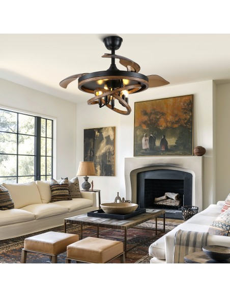 Oaks Aura 42" Matte Black Farmhouse Ceiling Fan with Light Kit and Remote Control, Ultra Quiet DC Motor, 6-Speed for Indoor Use