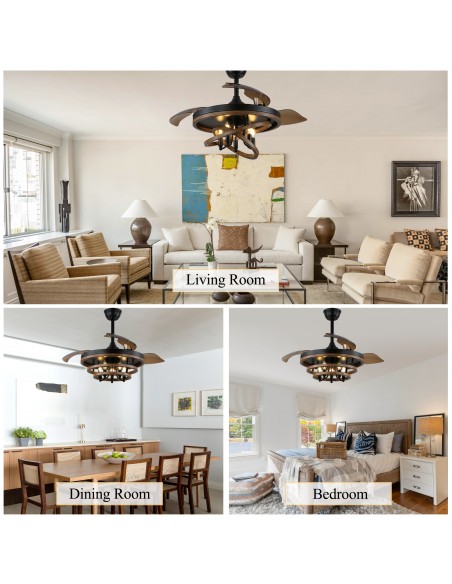 Oaks Aura 42" Matte Black Farmhouse Ceiling Fan with Light Kit and Remote Control, Ultra Quiet DC Motor, 6-Speed for Indoor Use