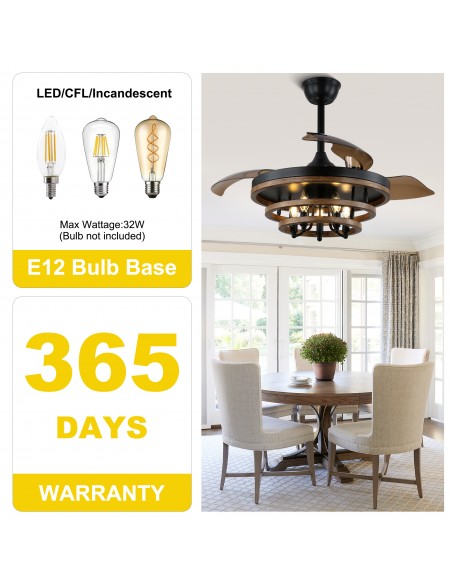 Oaks Aura 42" Matte Black Farmhouse Ceiling Fan with Light Kit and Remote Control, Ultra Quiet DC Motor, 6-Speed for Indoor Use