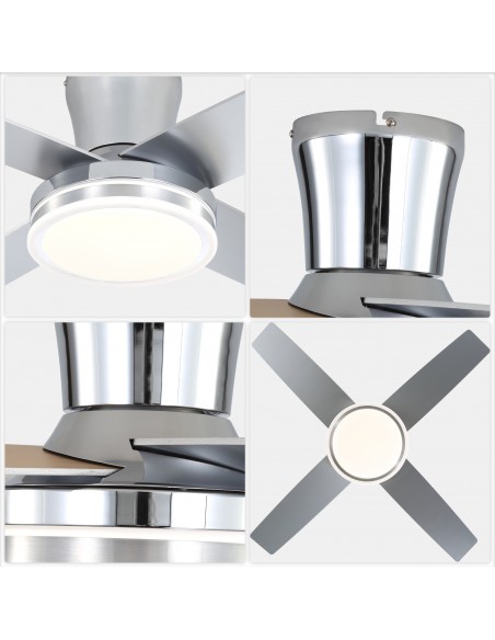 Oaks Aura 44" Flush Mount Ceiling Fan with LED Light and Remote Control, 6-Speed Quiet DC Motor, 3 Color Temperatures