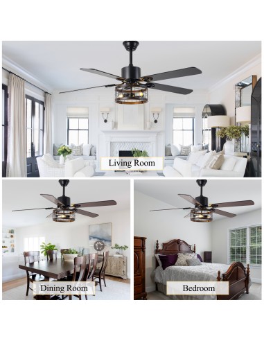 Oaks Aura 52" Black 5-Blade Ceiling...