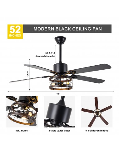 Oaks Aura 52" Black 5-Blade Ceiling...