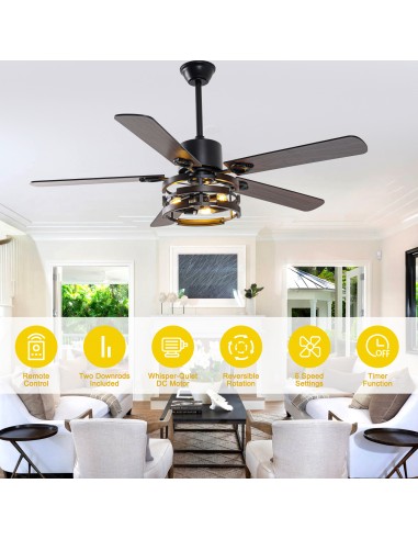 Oaks Aura 52" Modern Black Ceiling...