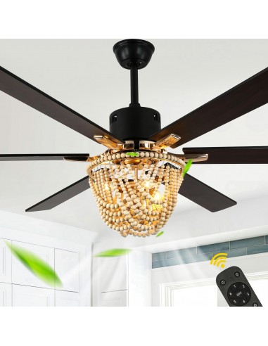 Oaks Aura 65" Boho Wood Bead Ceiling...