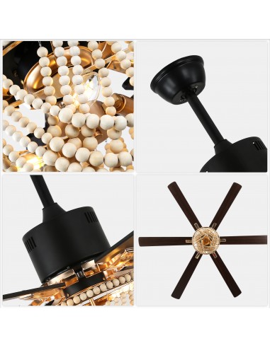 Oaks Aura 65" Boho Wood Bead Ceiling...