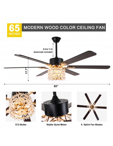 Oaks Aura 65" Crystal Ceiling Fan...