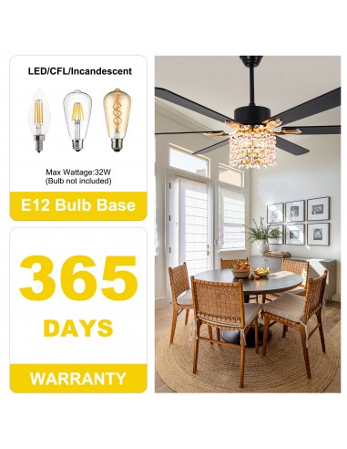 Oaks Aura 65" Crystal Ceiling Fan...