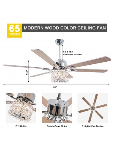 Oaks Aura 65" Crystal Ceiling Fan...