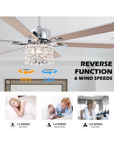 Oaks Aura 65" Crystal Ceiling Fan...