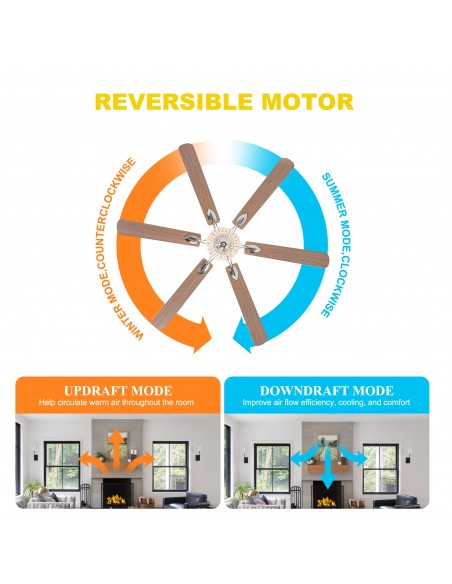 Oaks Aura 65" Crystal Ball Ceiling Fan with LED Light Kit & Remote, 6-Speed Quiet DC Motor for Living Room
