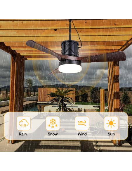Oaks Aura 42” Outdoor Smart Ceiling Fan with Dimmable LED Lights and APP & Remote Control, Waterproof for Patio, Porch, Gazebo