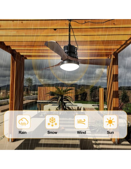 Oaks Aura 42” Outdoor Smart Ceiling Fan with Dimmable LED Lights and APP & Remote Control, Waterproof for Patio, Porch, Gazebo