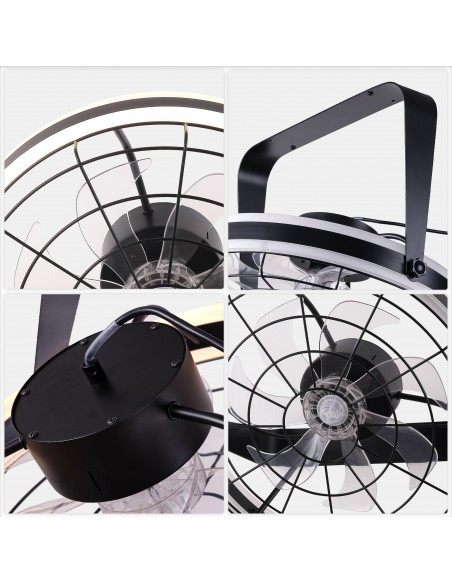 Oaks Aura 22 inch Black Wall Mounted Ceiling Fan with Light and Remote, 8-Blade DC Motor, 6 Speeds