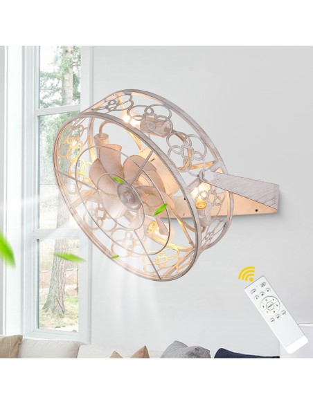 Oaks Aura 22 inch White Wall Mounted Ceiling Fan with Light and Remote, 8-Blade DC Motor, 6 Speeds, Reversible