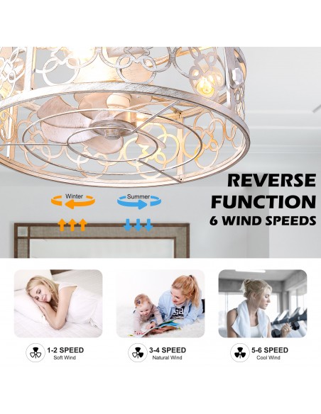Oaks Aura 22 inch White Wall Mounted Ceiling Fan with Light and Remote, 8-Blade DC Motor, 6 Speeds, Reversible