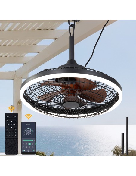 20" Outdoor WaterProof Ceiling Fan with LED Light, APP and Remote Control